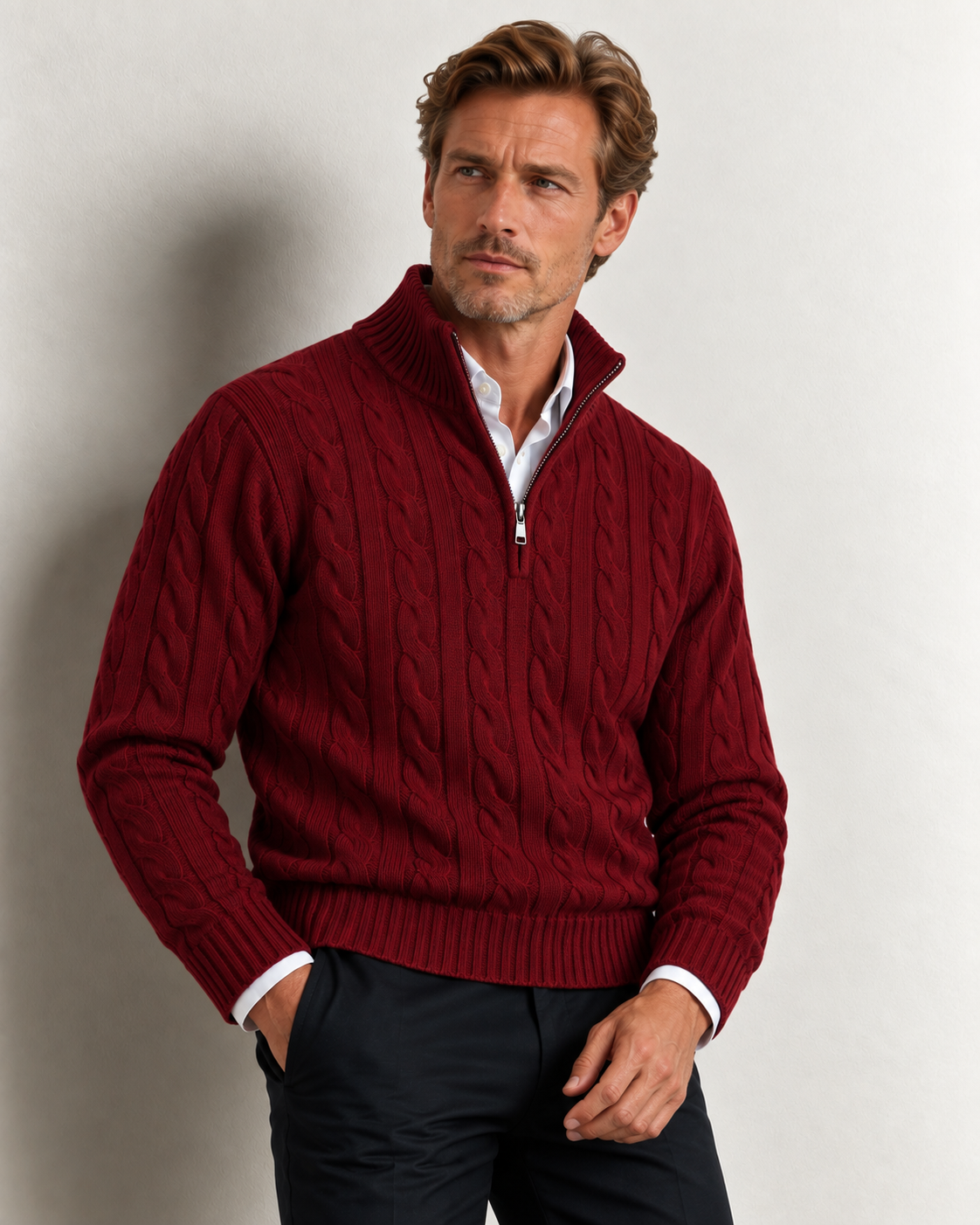 Men's Cable-Knit Half-Zip Sweater – Verbier