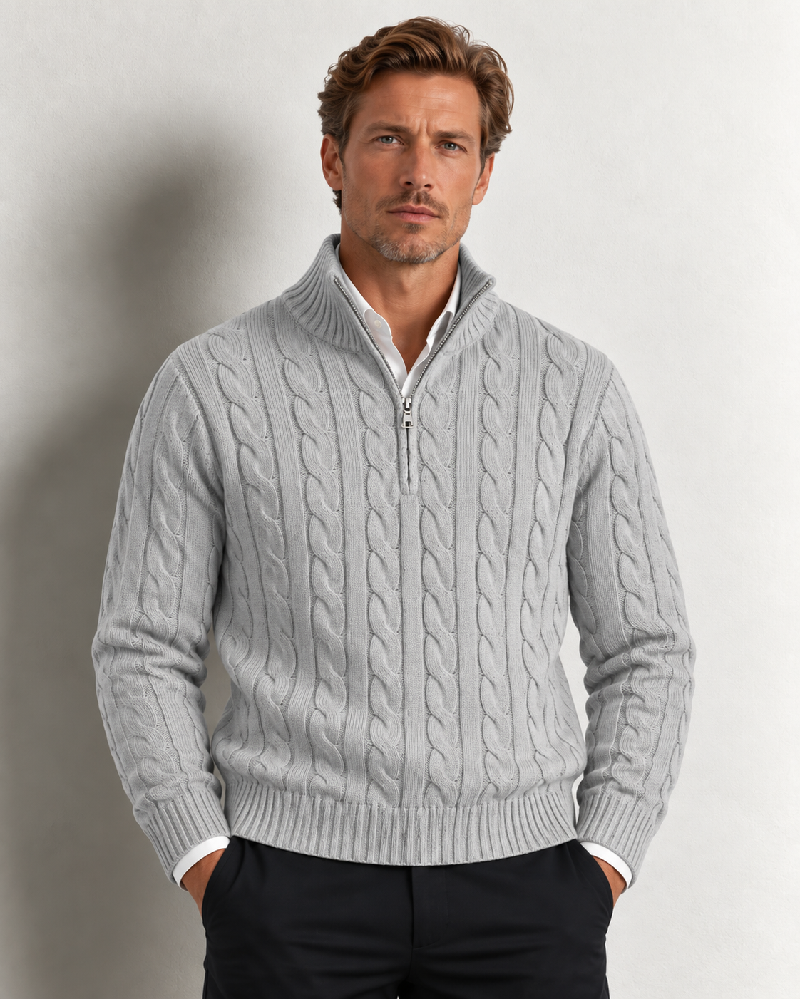 Men's Cable-Knit Half-Zip Sweater – Verbier