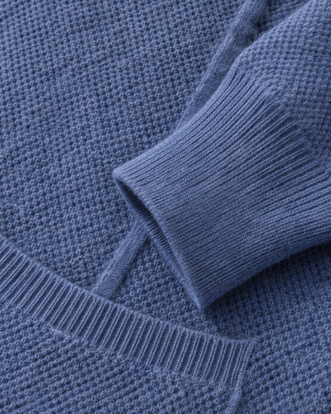 Close-up of the ribbed cuff on the merino wool overshirt