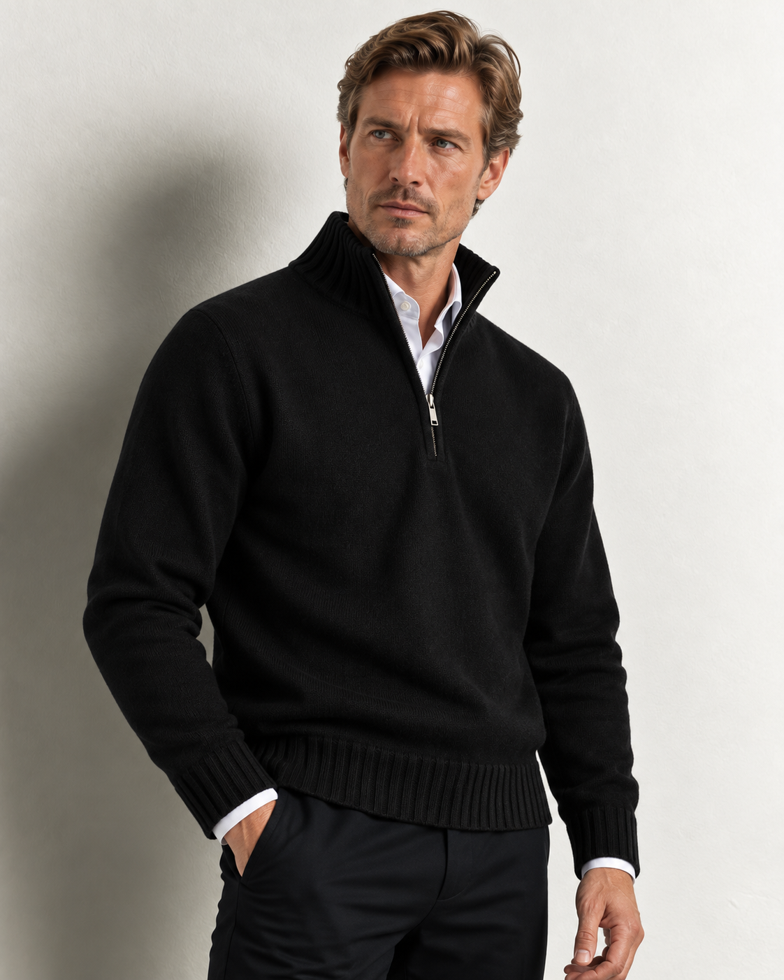 Men's Quarter-Zip Knit Sweater