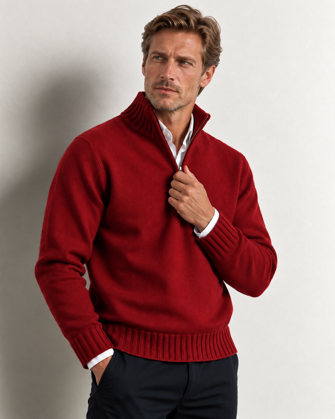 Men's Quarter-Zip Knit Sweater